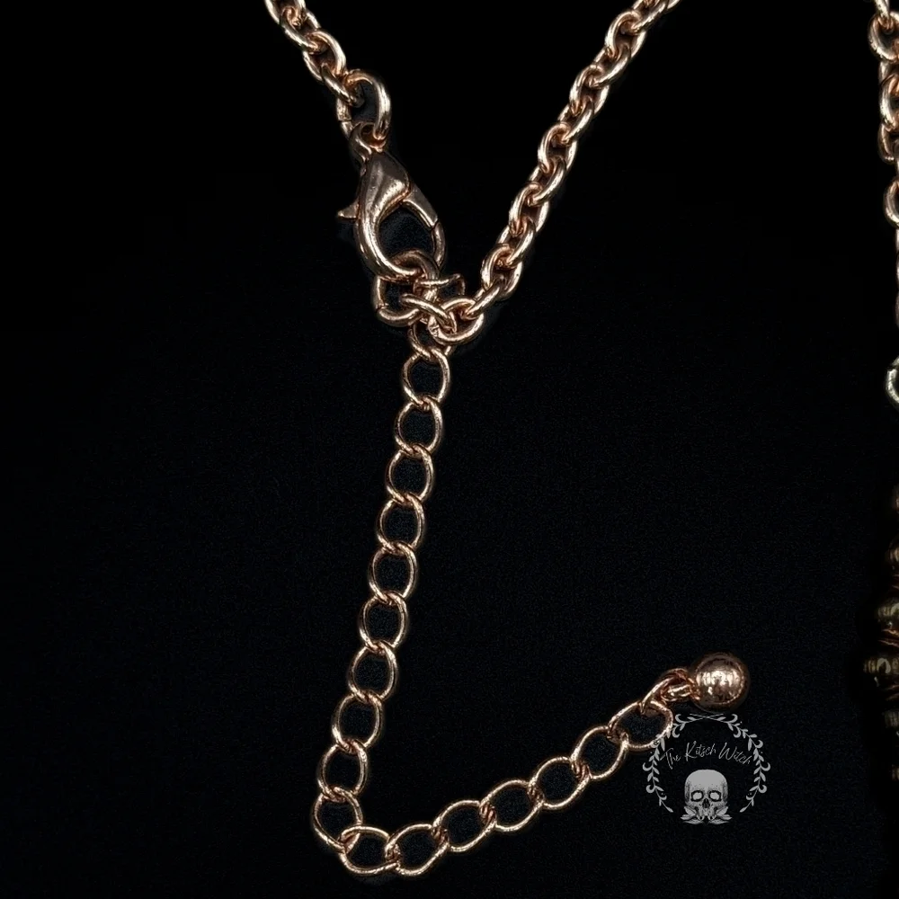 ROSE Gold Toned Faux Howlite Bib Statement Necklace with Rhinestone Accents - Picture 5 of 5